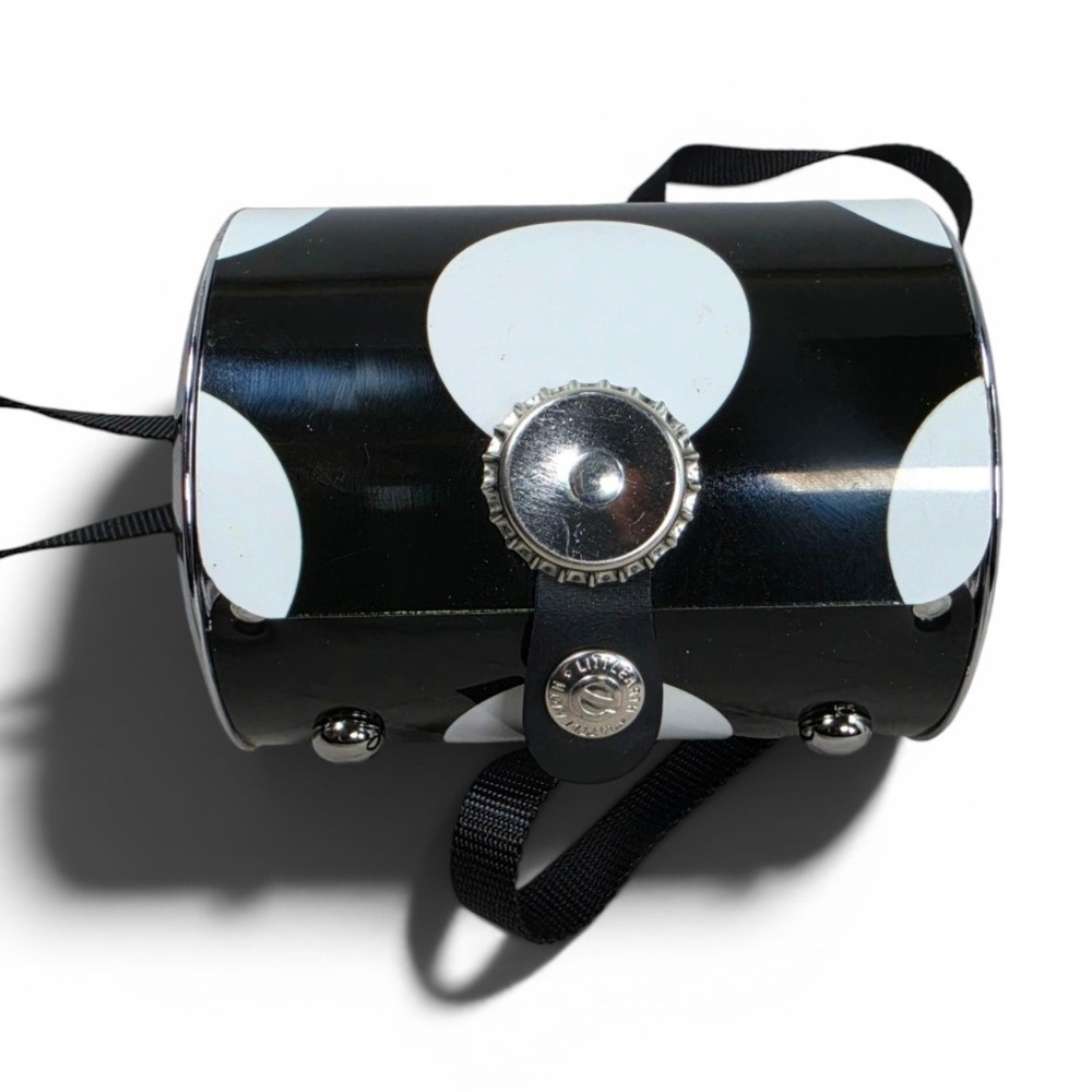 Littlearth Y2K Novelty Barrel Purse Black White Polka Dot Crossbody